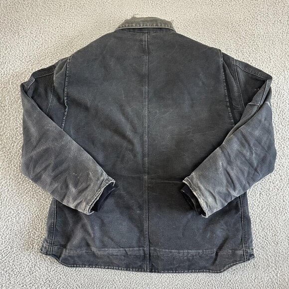 Carhartt Jacket Duck Canvas Fade C61 Sandstone Fleece Lined Chore Heavy Duty - Picture 2 of 16